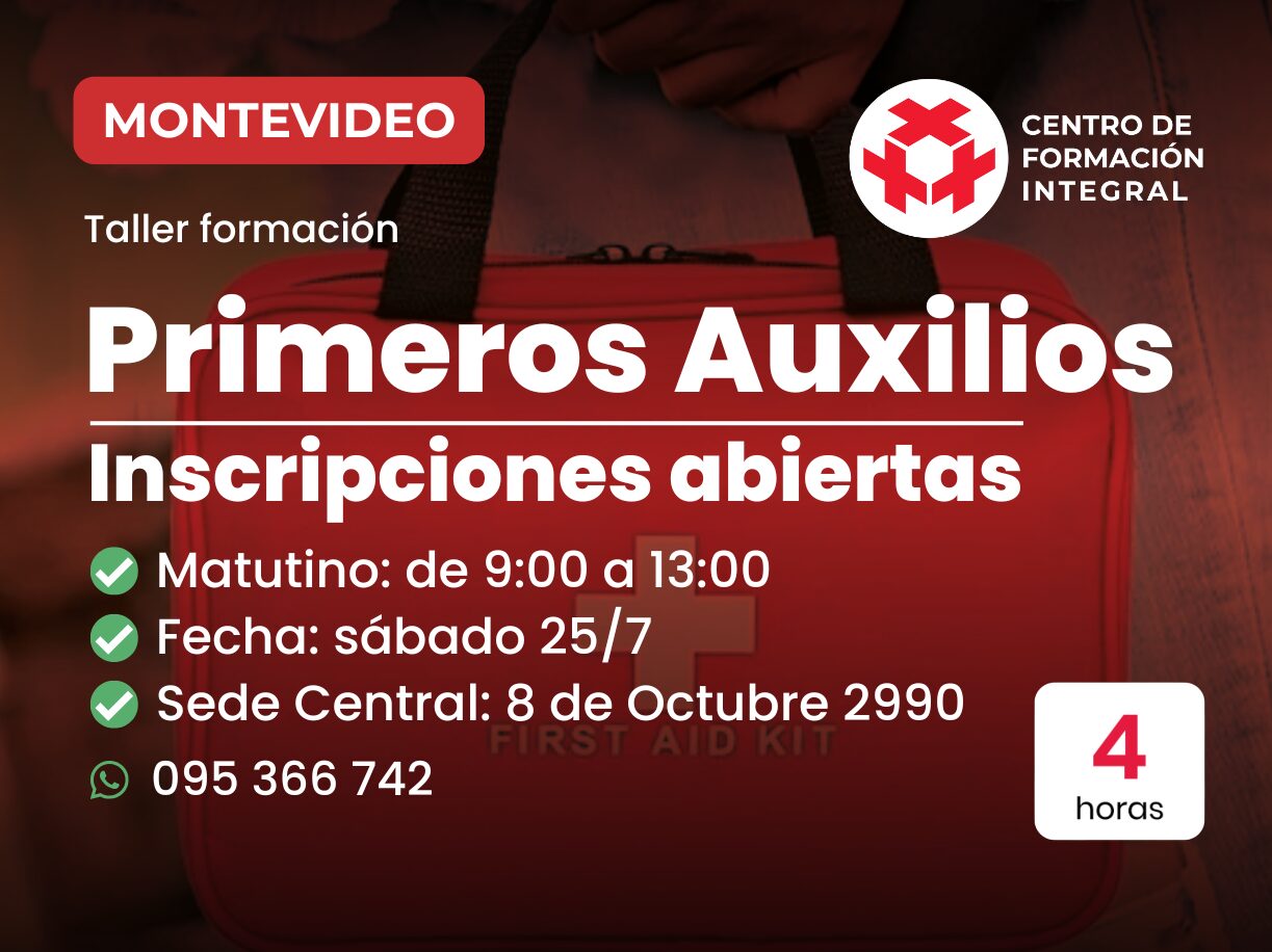 inscripciones abiertas: Taller de Formación en Primeros Auxilios – Montevideo – julio 2026- cruz roja