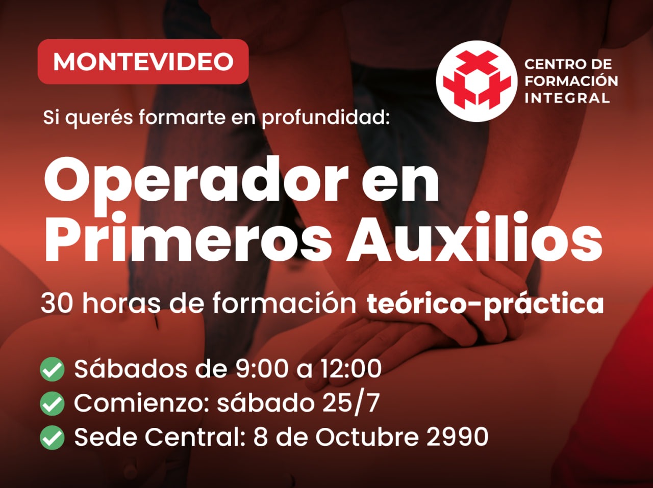 Curso de Operador en Primeros Auxilios – CRUZ ROJA – Montevideo – iNSCRIPCIONES ABIERTAS